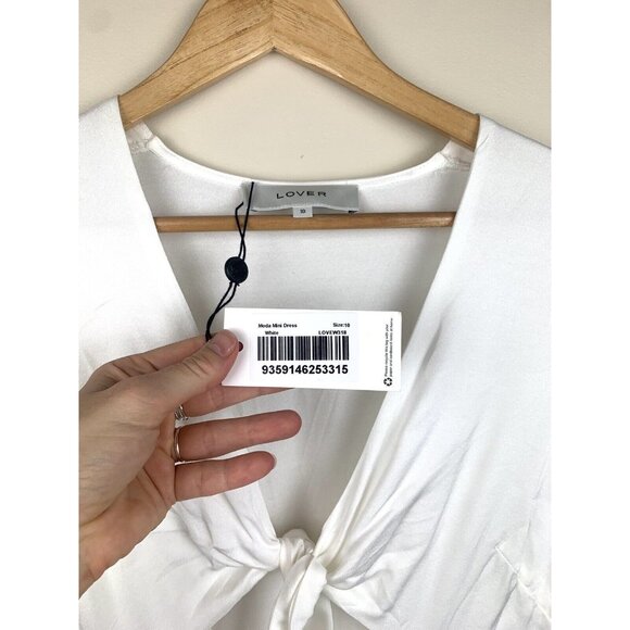 NWT! LOVER Moda Tie Front Mini Dress White Size 6 - Picture 9 of 14